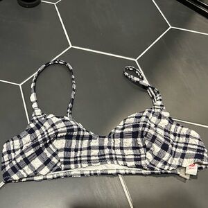 Solid & Striped Puckered Madras Bralette Bikini Top - Size M